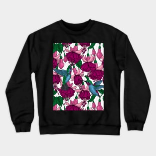 Hummingbird garden on white Crewneck Sweatshirt